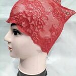 Lace Hijab Band - Bright Red