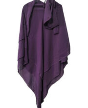 Three Layer Khimar with Niqab Ready to Wear - Eggplant