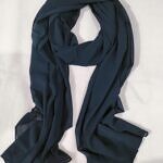 Plain Maxi Chiffon Scarf - Navy Blue