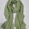 Plain Maxi Chiffon Scarf - Olive Green