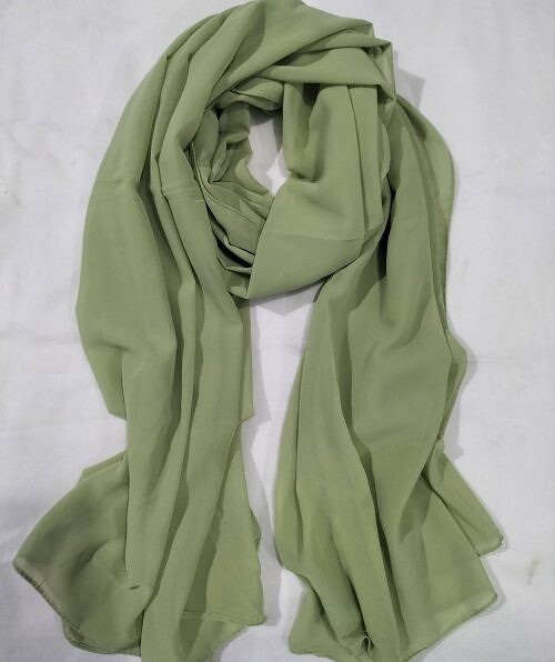 plain maxi chiffon scarf olive green 1