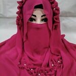 Crown Ready to Wear Niqab with Pearls - Deep Pink