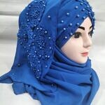 Pearl Ready to Wear with Matching 3D Bunch - Design 2 - Royal Blue