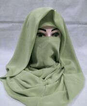 Plain Niqab Ready to Wear - Pista Green