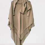 Three Layer Khimar with Niqab Ready to Wear - Camel