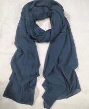 Plain Maxi Chiffon Scarf - Navy Blue