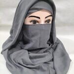 Plain Niqab Ready to Wear - Dark Grey