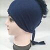 Light Volumizer Tie Back Bonnet - Navy Blue