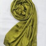 Crinkle Silk Scarf - Olive Green