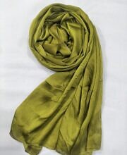 Crinkle Silk Scarf - Olive Green