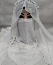 Fancy Crown with Niqab Ready to Wear - Off White