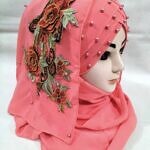 Pearl Floral Ready to Wear with 3D Flower Bunch - Rose Pink