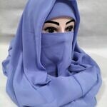 Plain Niqab Ready to Wear - Bluish Purple