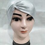 Shimmer Side Parting Full Hijab Cap - Silver