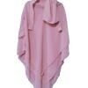 Three Layer Khimar with Niqab Ready to Wear - Pink