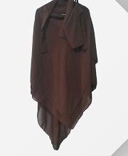 Three Layer Khimar with Niqab Ready to Wear - Brown