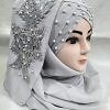 Pearl Floral Ready to Wear with Silver Bunch - Design 2 - Light Grey