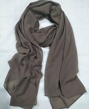 Plain Maxi Chiffon Scarf - Brown