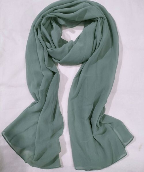 plain maxi chiffon scarf fern green